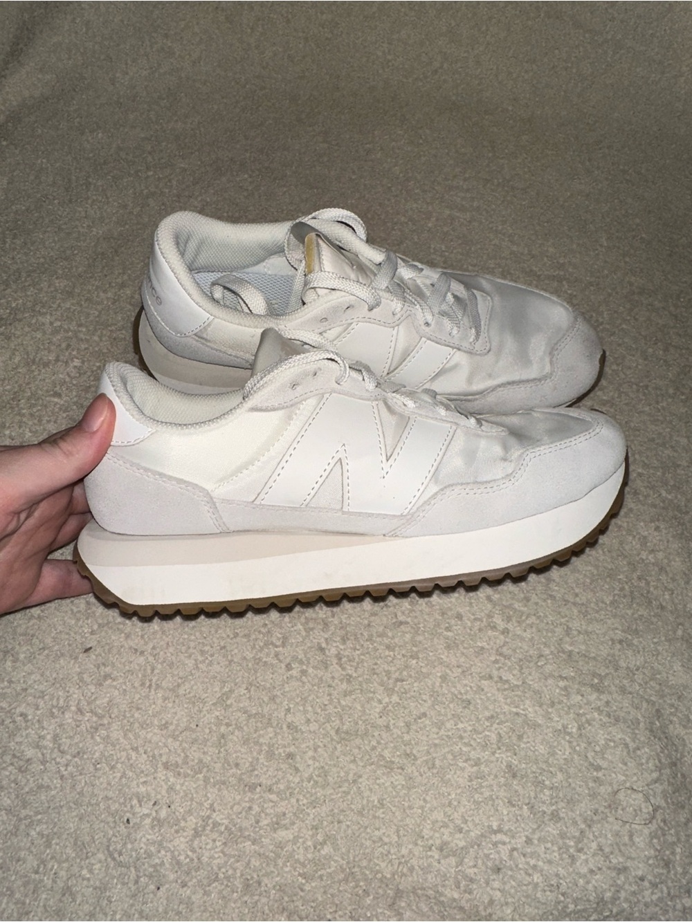 New Balance Women's Off-White Platform Runner Sneakers